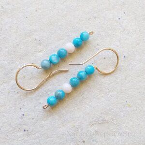 Aqua Larimar ~ Beaded Stick Earrings! Beachy, Boho, Playful, Versatile + Chic